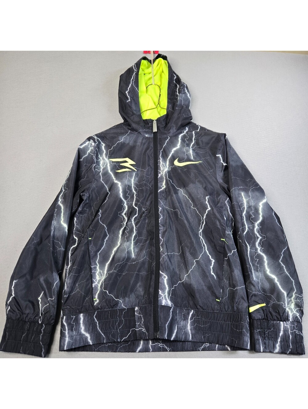 Nike 3Brand Russell Wilson Boys Jacket Medium 10-12 Black Lightning Windbreaker
